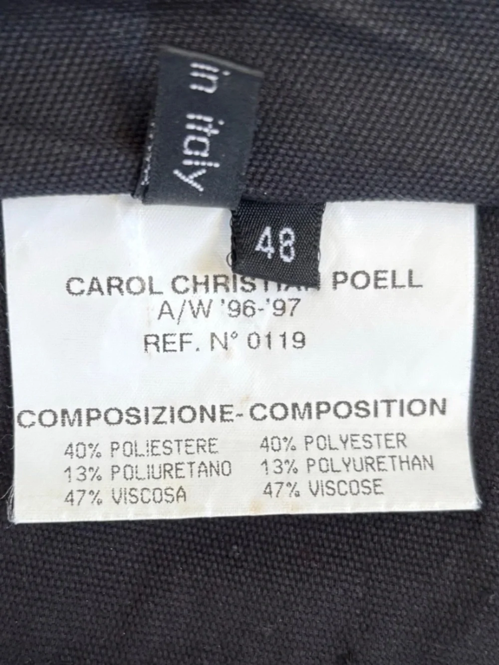 Carol Christian Poell Pants Size 32 US 48 EU - AW 96/97 15.5” W 3 1.5” L  7.5”